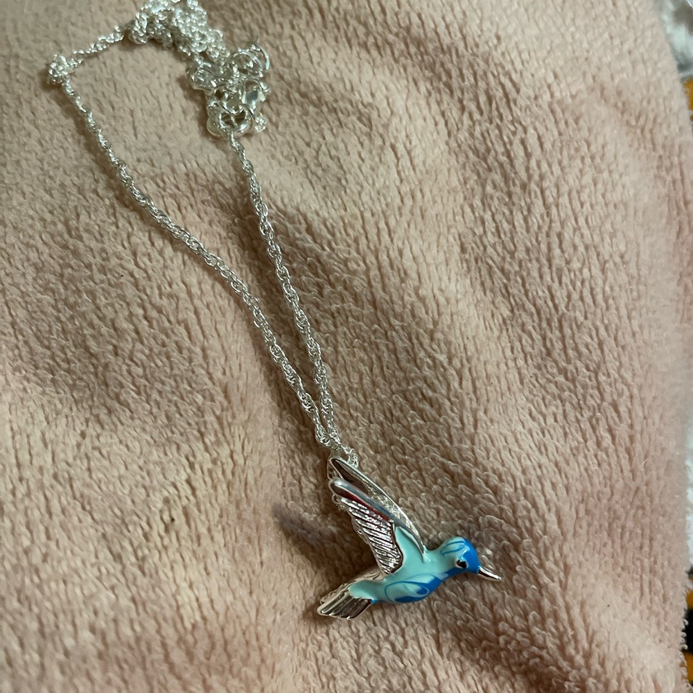 Silver Hummingbird Pendant Necklace